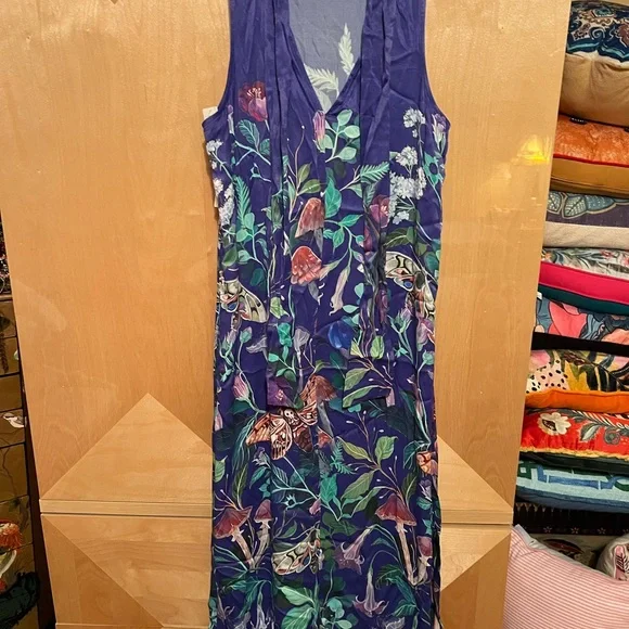 Anthropologie Blue Floral Maxi Dress - Picture 3 of 6